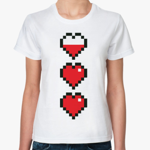 Классическая футболка Пиксельные Сердца