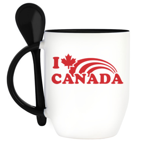 Кружка с ложкой I love Canada.(Я люблю Канаду)