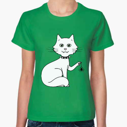Женская футболка Кот с паучком