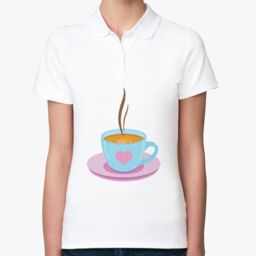 Женская рубашка поло чашка кофе любителям горячего