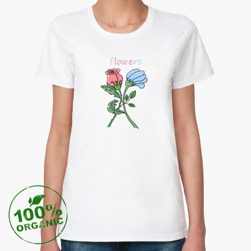 Женская футболка из органик-хлопка Влюблённые цветы flowers