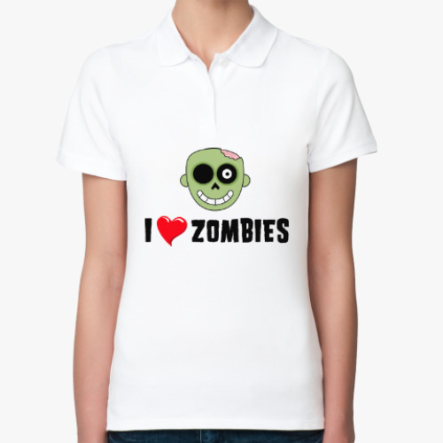 Женская рубашка поло I love zombies