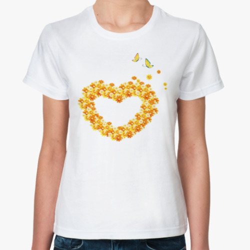 Классическая футболка Цветочное сердце