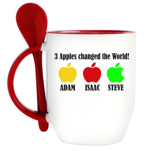 Кружка с ложкой 3 яблока изменили мир