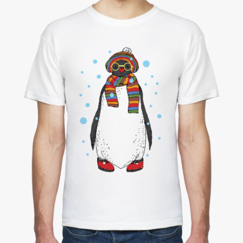 Футболка Новогодний пингвин в шапке