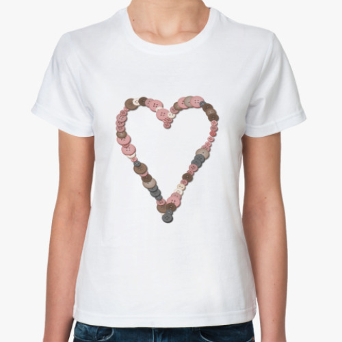 Классическая футболка Сердце из пуговиц