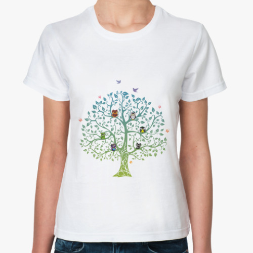 Классическая футболка Совы на дереве