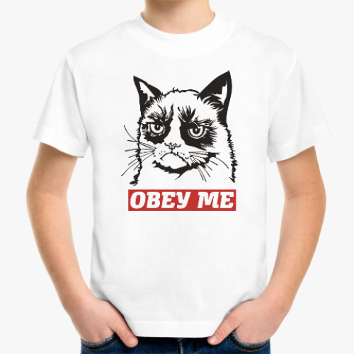 Детская футболка Obey the kitty.