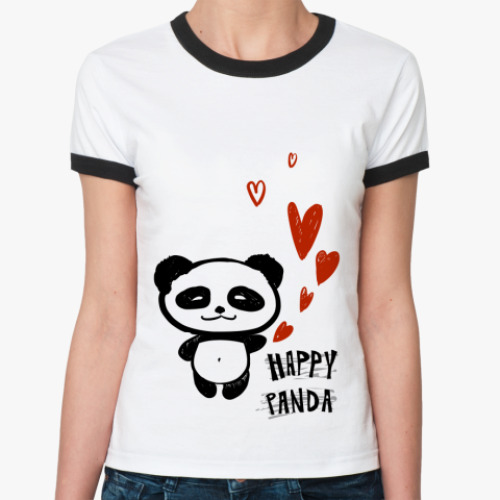 Женская футболка Ringer-T   Happy Panda