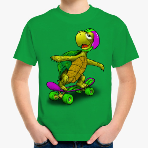 Детская футболка Черепаха на скейте