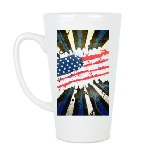 Чашка Латте Американский флаг. Гранж.