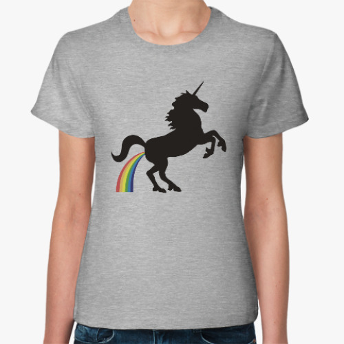 Женская футболка Единорог и радуга