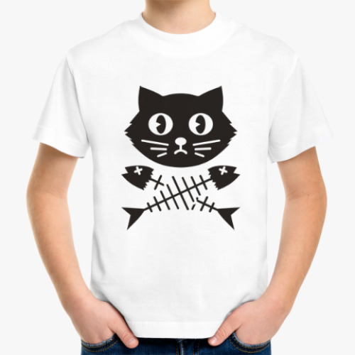 Детская футболка Кот. Рыба. Котэ. Котик. Fish.