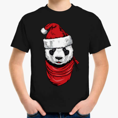 Детская футболка Панда Санта-Клаус