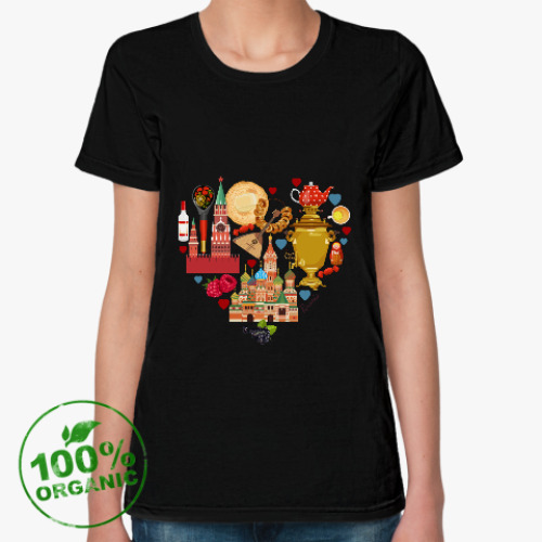Женская футболка из органик-хлопка I Love Russia