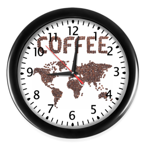 Настенные часы Карта мира из кофе