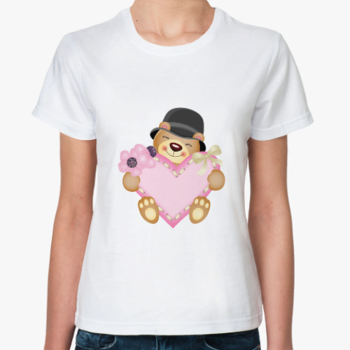 Классическая футболка Мишка с сердцем