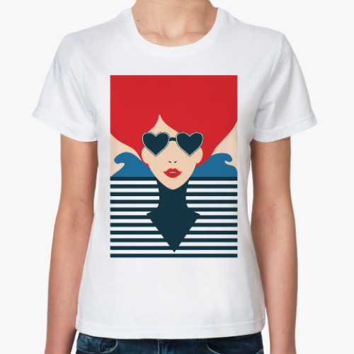 Классическая футболка Француженка, иллюстрация, поп арт