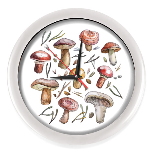 Настенные часы Принт с лесными грибами