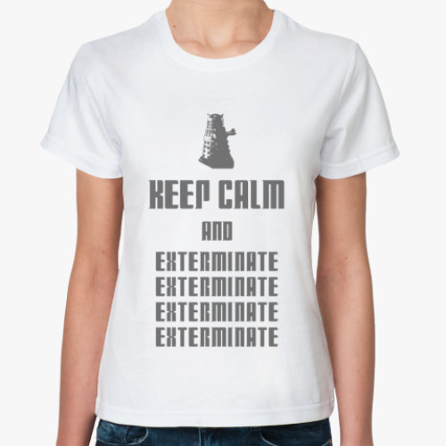 Классическая футболка Keep calm, Dalek