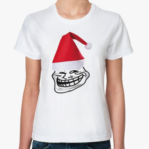 Классическая футболка новогодний Trollface