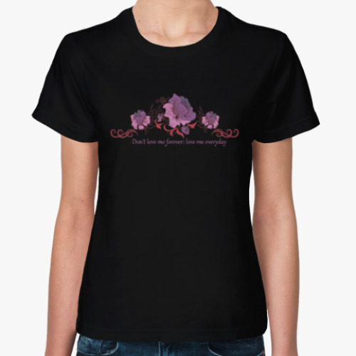 Женская футболка Цветы и надпись про любовь
