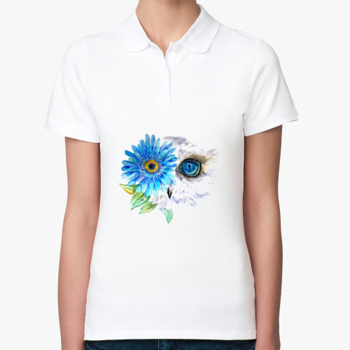 Женская рубашка поло Сова с цветком
