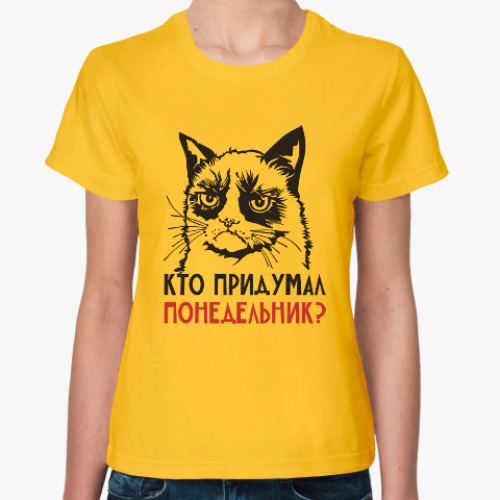 Женская футболка Злой и сердитый кот. Angry cat