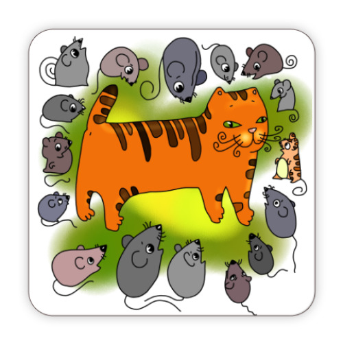 Костер (подставка под кружку) Кот и мыши