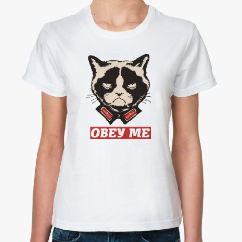 Классическая футболка Obey the kitty.