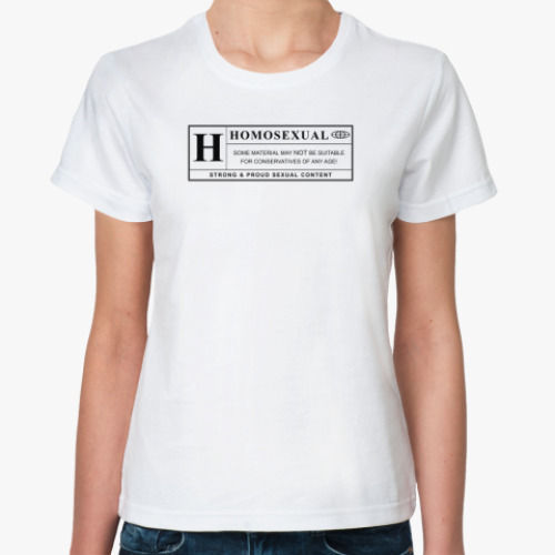 Классическая футболка WARNING Label: homosexual