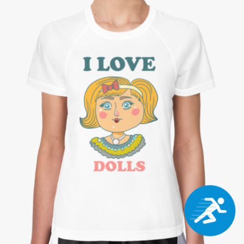 Женская спортивная футболка Люблю кукол