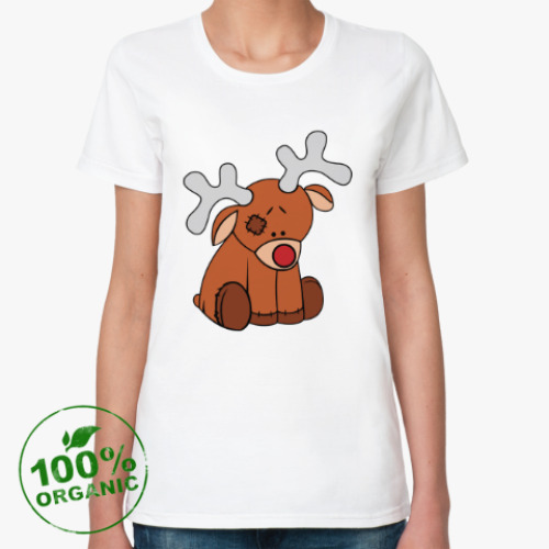 Женская футболка из органик-хлопка Новогодний олень Teddy