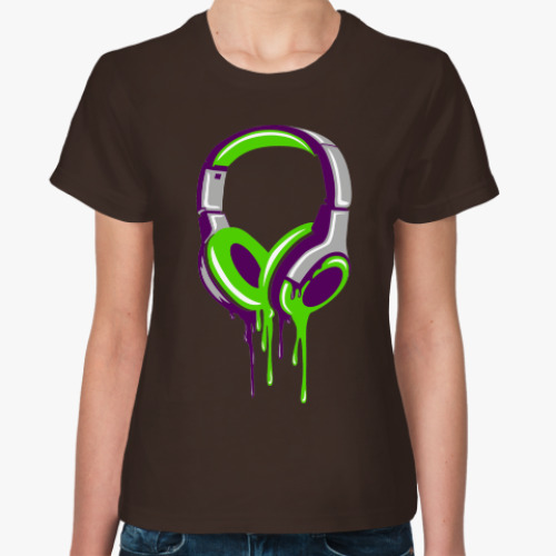 Женская футболка наушники  headphones