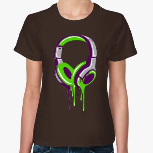 Женская футболка наушники headphones