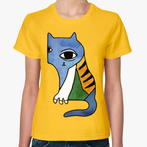 Женская футболка Кот в стиле кубизм