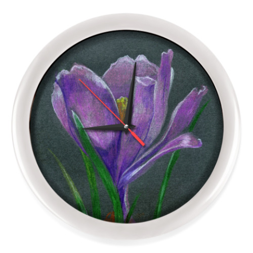 Настенные часы Ручной рисунок цветок крокус