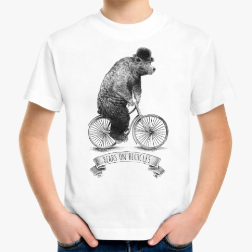 Детская футболка Медведь на велосипеде