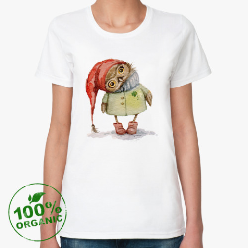 Женская футболка из органик-хлопка Совушка в шапочке
