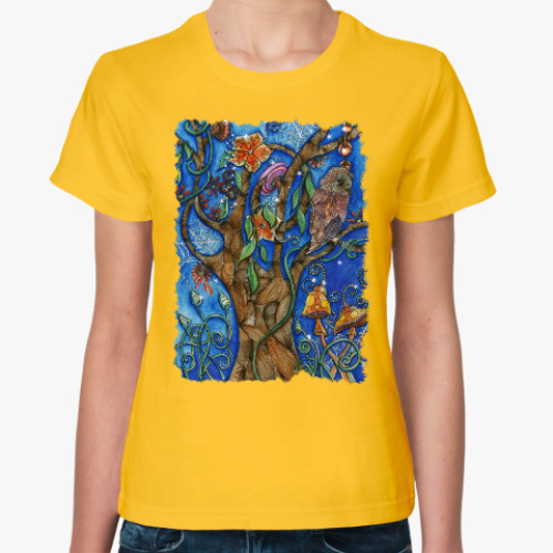 Женская футболка Сова в волшебном лесу