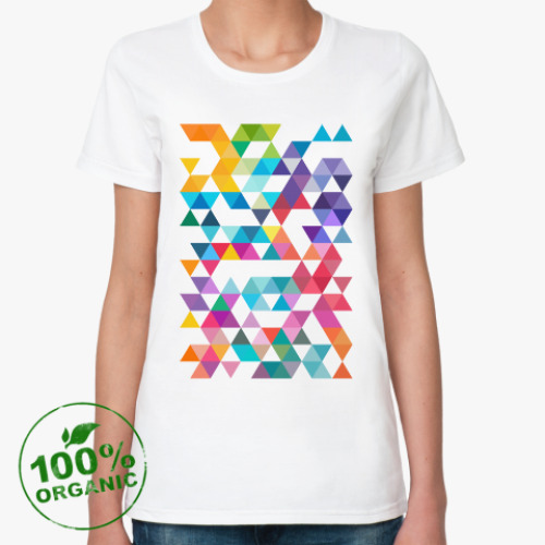Женская футболка из органик-хлопка Разноцветные треугольники