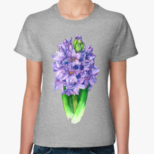 Женская футболка Цветок гиацинт акварель