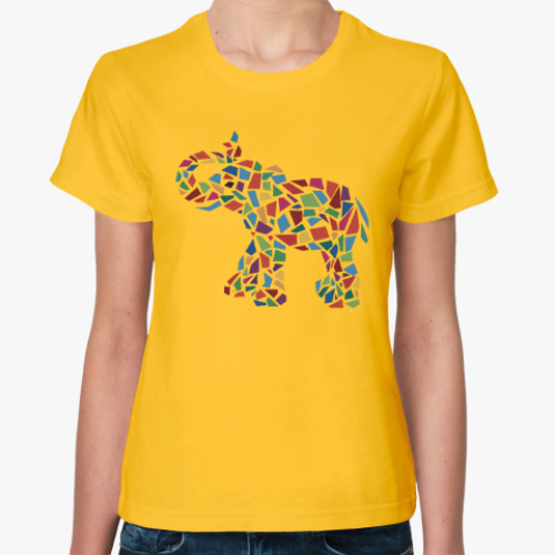 Женская футболка Слон - мозаика