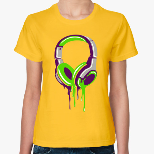 Женская футболка наушники  headphones