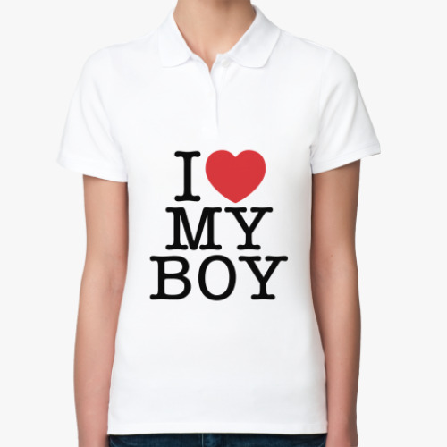 Женская рубашка поло (печать) I love my boy