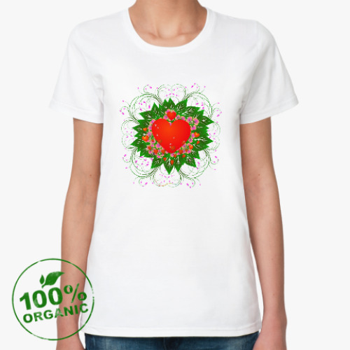 Женская футболка из органик-хлопка Heart Flower