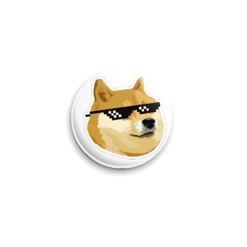 Значок 25мм Doge meme, deal with it очки