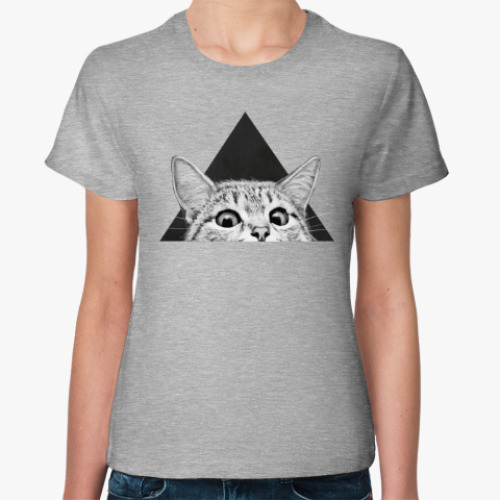 Женская футболка Кот в треугольнике