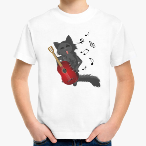 Детская футболка Веселый Кот-гитарист