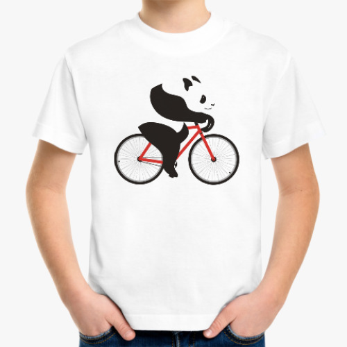 Детская футболка Медведь панда на велосипеде